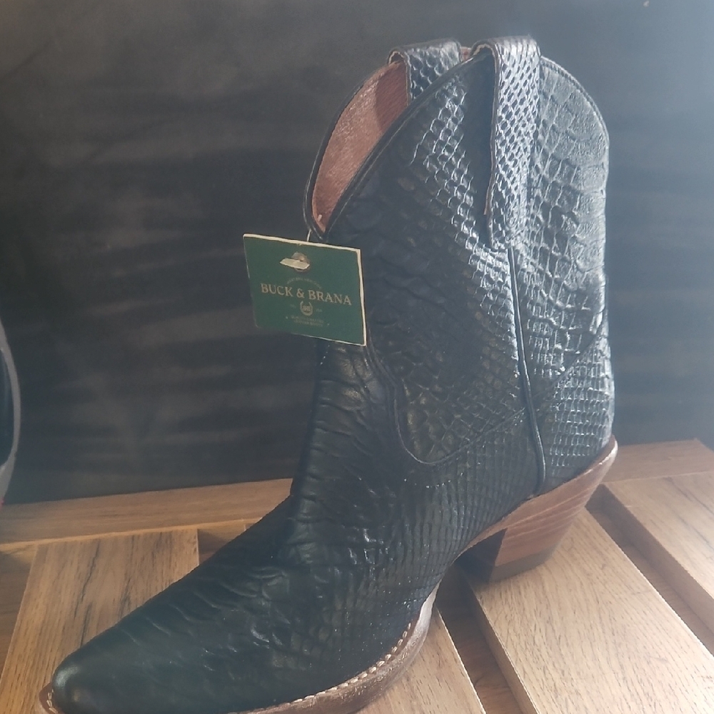 Black Textured Ankle Boots